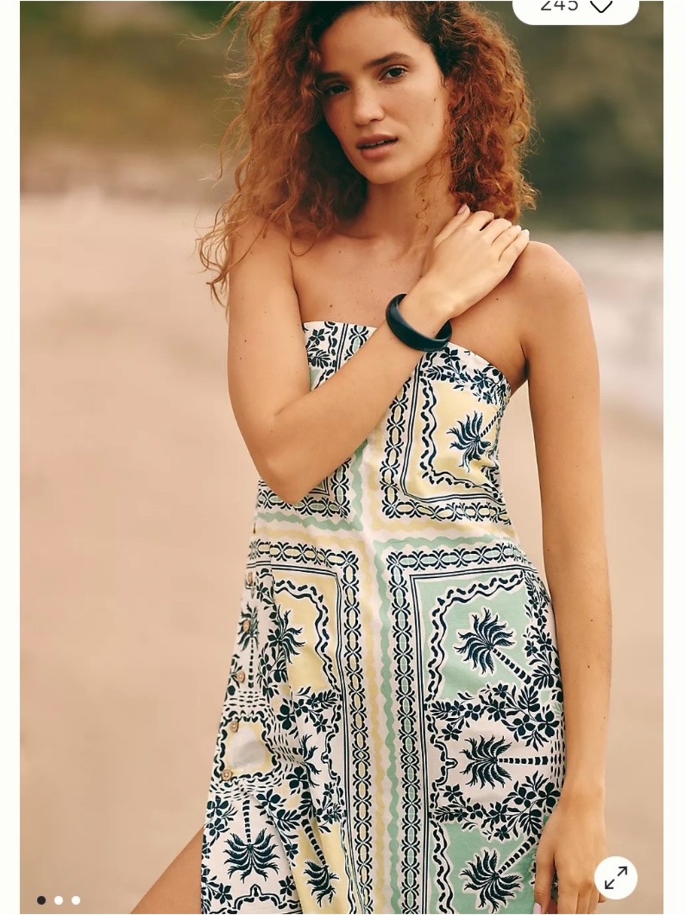 Strapless Bandeau Maxi Dress in Mint and Navy Print from Celandine!